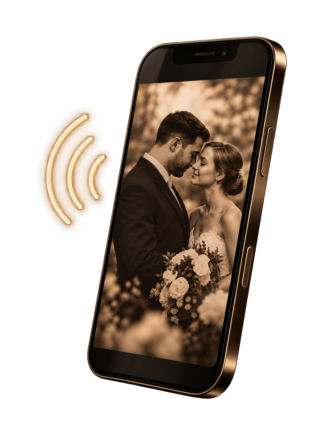Smartphone opening a wedding memory through Memory Key
