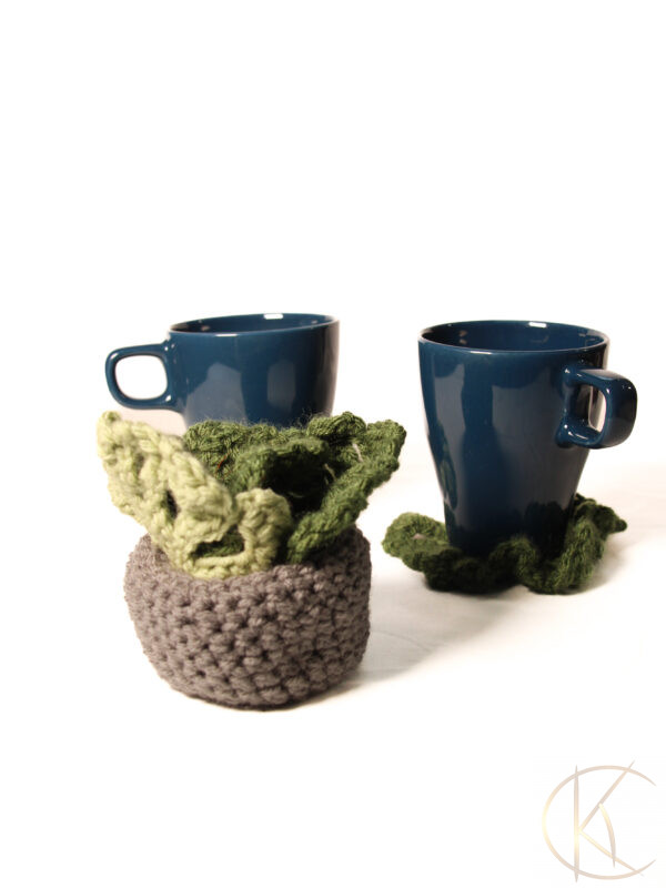 Crochet Succulent Plant Pot Coaster Set 2 - Image 3